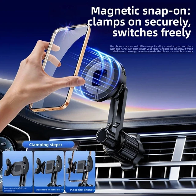 Alt view image 2 of 7 - 2 in 1 Universal Magnetic Air Vent Car Mount Dashboard Mobile Phone Holder Truck