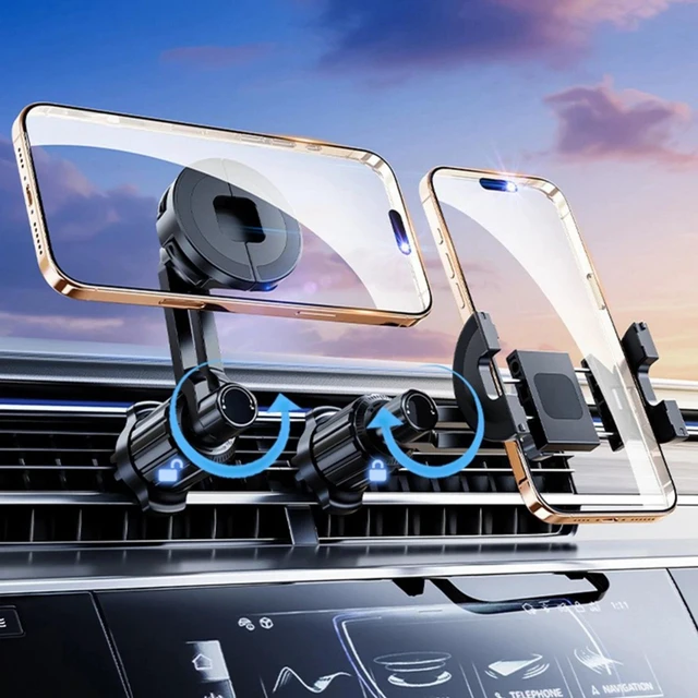 Alt view image 5 of 7 - 2 in 1 Universal Magnetic Air Vent Car Mount Dashboard Mobile Phone Holder Truck