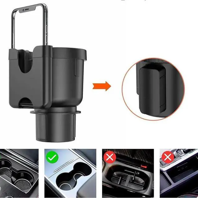 Alt view image 4 of 7 - 2-in-1 Car Cup Holder Expander Adapter with Phone Holder Organizer For Drinks US