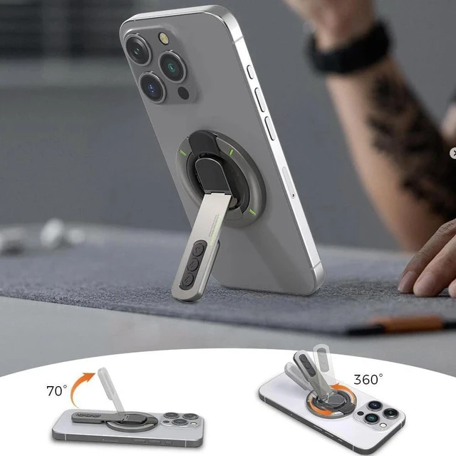Alt view image 5 of 7 - Magnet Phone Grip for Magsafe 360°Roration Gym Phone Holder Stand Ring Kickstand