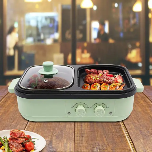 Alt view image 4 of 7 - Electric Hot Pot With Grill Area, Multi-purpose Hot Pot, 2-In-1 Electric Hot Pot