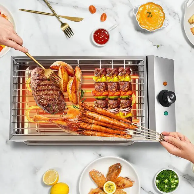 Alt view image 2 of 7 - Electric Indoor outdoor Grill Portable Smokeless Non-Stick Cooking BBQ Griddle