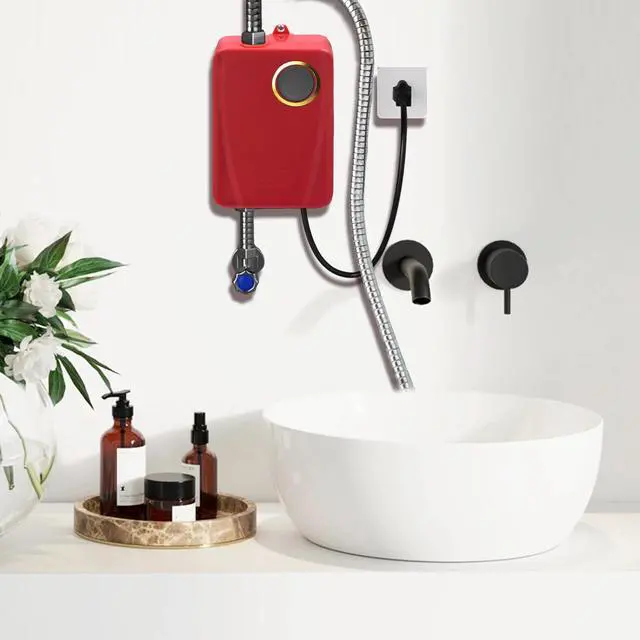Alt view image 3 of 7 - Electric Tankless Water Heater Portable Instant Hot Shower Kitchen Heater 3000W
