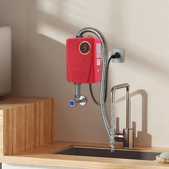 Alt view image 2 of 7 - Electric Tankless Water Heater Portable Instant Hot Shower Kitchen Heater 3000W