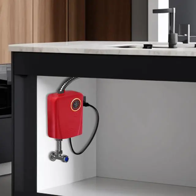 Alt view image 5 of 7 - Electric Tankless Water Heater Portable Instant Hot Shower Kitchen Heater 3000W
