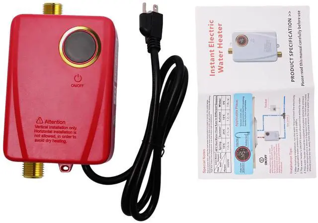 Alt view image 6 of 7 - Electric Tankless Water Heater Portable Instant Hot Shower Kitchen Heater 3000W