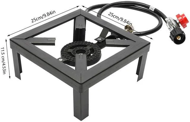 Alt view image 4 of 7 - Propane Cooker Burner Stove Gas Outdoor Cooking Camping Stand BBQ Grill + Hose