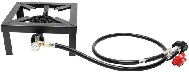 Alt view image 6 of 7 - Propane Cooker Burner Stove Gas Outdoor Cooking Camping Stand BBQ Grill + Hose