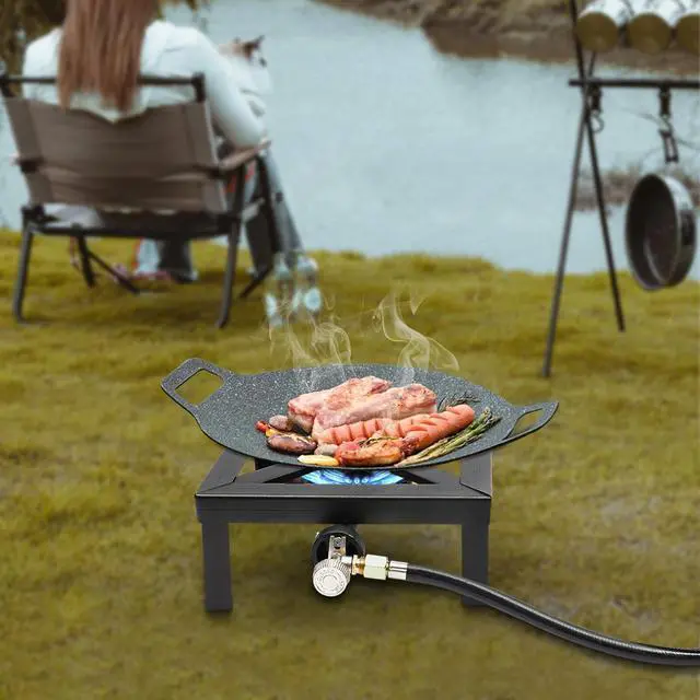 Alt view image 2 of 7 - Propane Cooker Burner Stove Gas Outdoor Cooking Camping Stand BBQ Grill + Hose
