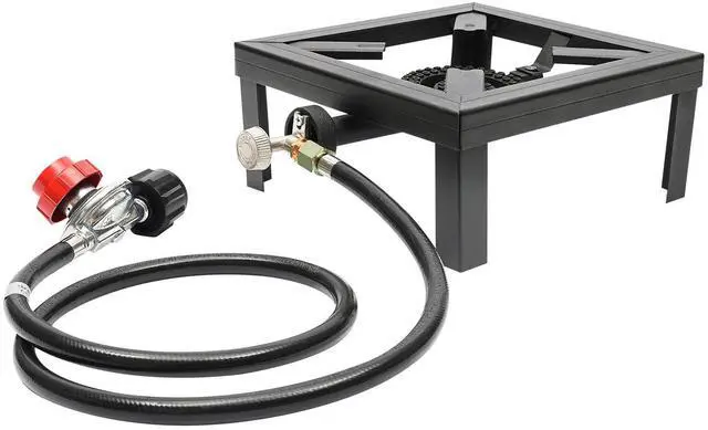 Alt view image 5 of 7 - Propane Cooker Burner Stove Gas Outdoor Cooking Camping Stand BBQ Grill + Hose