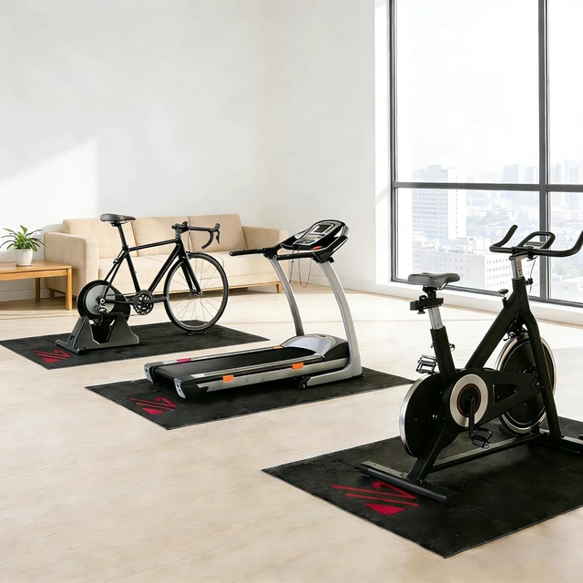 Alt view image 2 of 7 - BUCKLOS Treadmill Mat for Hardwood Floors/Carpet/Tile 6mm Thick - Exercise Equipment Mats for Peloton/Nordictrack Indoor Cycling Under Floor/Hard Wood/Concrete Protect