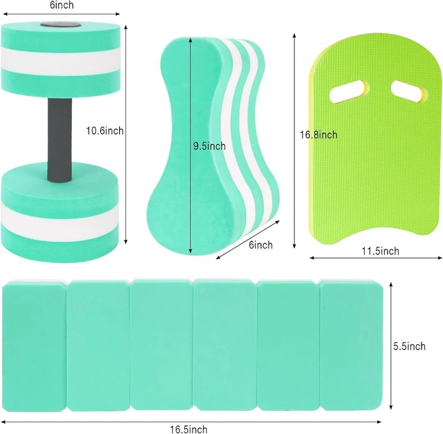 Alt view image 2 of 7 - 5 Pieces Water Aerobics Set, Aquatic Exercise Set Pool Fitness Equipment with Foam Dumbbell, Swim Kickboard, Pull Buoy, Aquatic Swim Belt for Water Workout