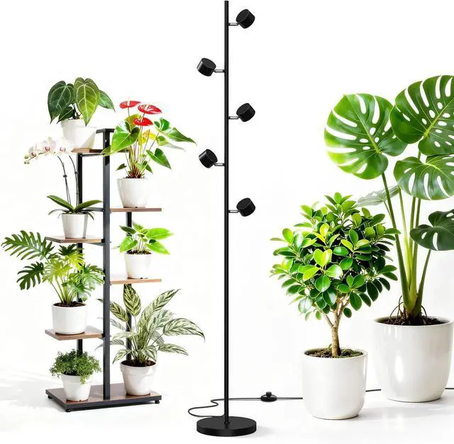Main image of Barrina T1X5 Floor Grow Lights for Indoor Plants, 50W, 5000K, Full Spectrum, Adjustable 5 Heads, High PPFD, 6FT with Foot Switch, Vertical Plant Lights for Growing