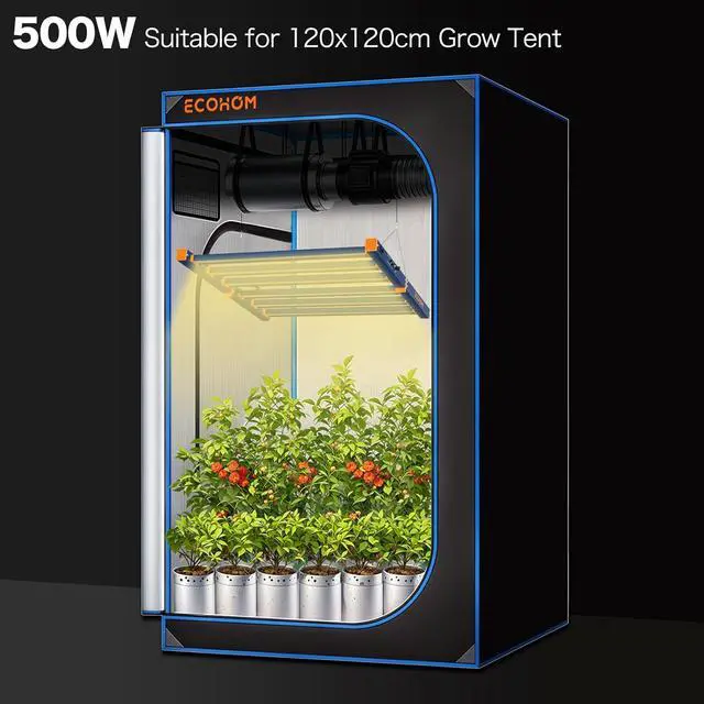 Alt view image 4 of 7 - ECOHOM 500W LED Grow Light, Full Spectrum Dimmable Daisy Chain, Pro Bar Style for 4x4ft Grow Tent, Foldable & Hanging Growing Lamp for Indoor Plants Seedlings, Veg and Bloom