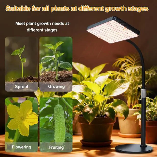 Alt view image 4 of 7 - 2026 Desk Grow Light, Bright Full Spectrum Grow Lights for Indoor Plants, Bonsai, Seed Starting, 4/8/12/16/20H Timer, 25 Watt Power Draw, NO Need Adapter, 16"-24" Height Adjustable