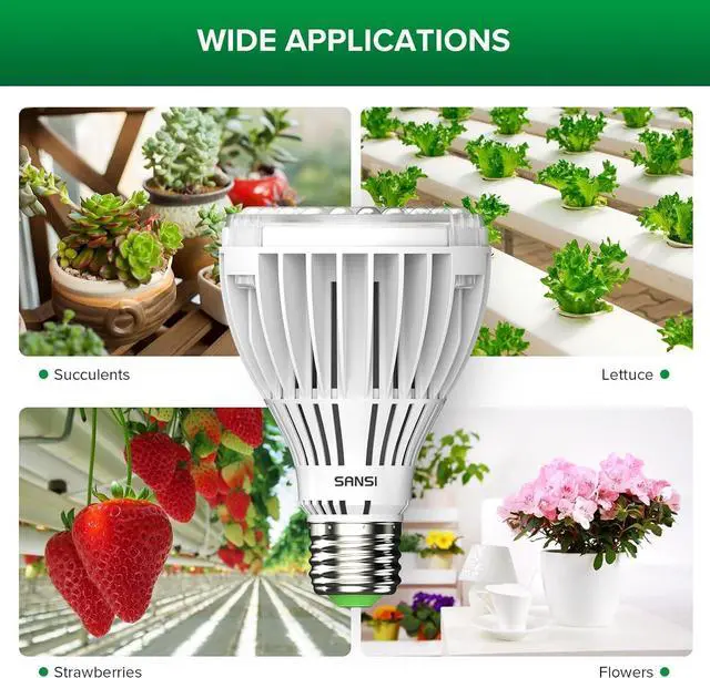 Alt view image 6 of 7 - SANSI 250W Equivalent LED Grow Light Bulb, PAR25 30W 5000K+660nm Full Spectrum Grow Bulb for Indoor Plants, 25,000 Hours Lifespan Plant Lights with E26 Base