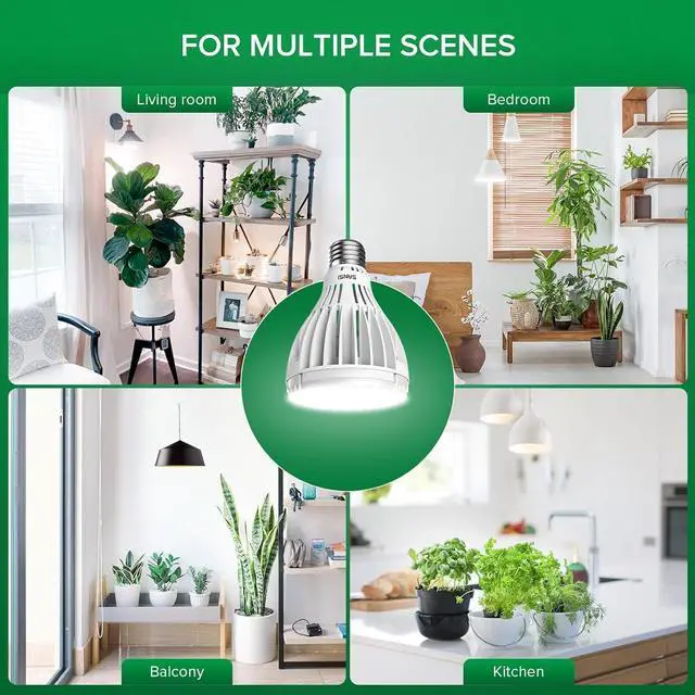 Alt view image 7 of 7 - SANSI 250W Equivalent LED Grow Light Bulb, PAR25 30W 5000K+660nm Full Spectrum Grow Bulb for Indoor Plants, 25,000 Hours Lifespan Plant Lights with E26 Base