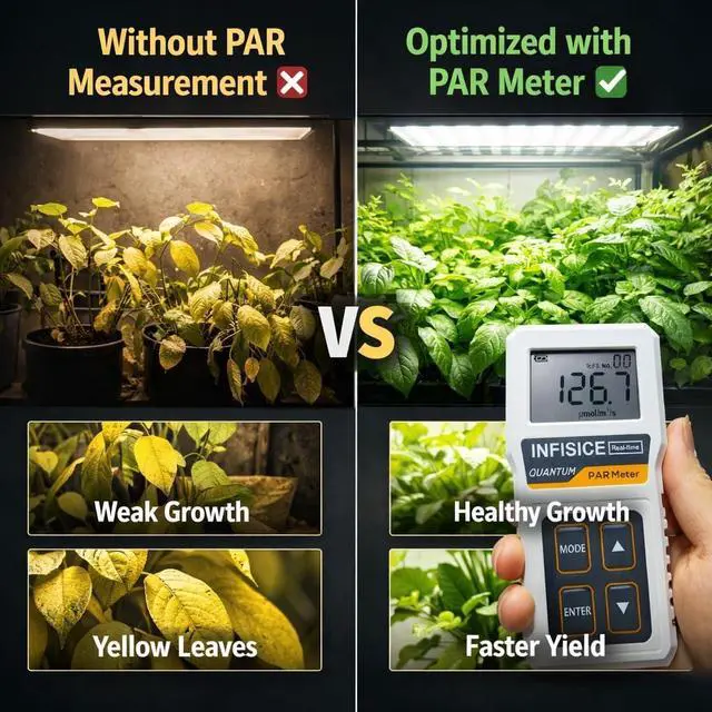 Alt view image 2 of 7 - Grow Light Meter for Plants PAR Meter with Accurate PPFD Measurement, 400700nm Light Tester for Indoor Plants, Hydroponics & Greenhouse (Not Waterproof)
