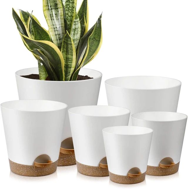 Main image of YNNICO 8,7, 6.5, 6, 5.5, 5 Inches Self Watering Planters for Indoor Plants