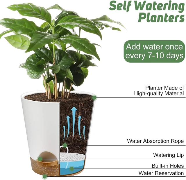 Alt view image 5 of 7 - YNNICO 8,7, 6.5, 6, 5.5, 5 Inches Self Watering Planters for Indoor Plants