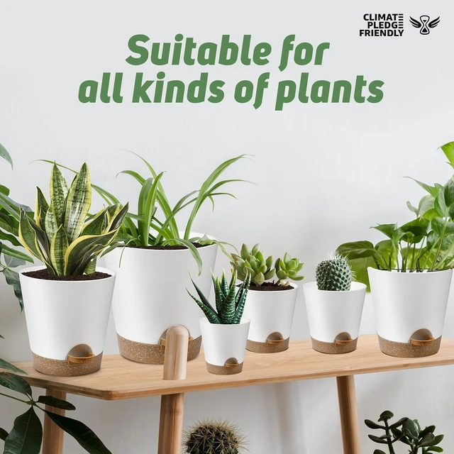 Alt view image 7 of 7 - YNNICO 8,7, 6.5, 6, 5.5, 5 Inches Self Watering Planters for Indoor Plants