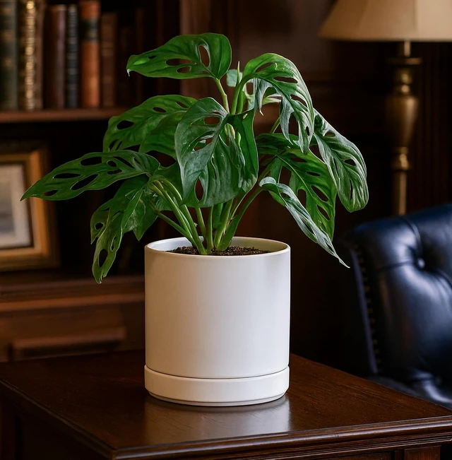Alt view image 2 of 7 - D'vine Dev 6.5 Inch Ceramic Planter Pot, White, 94-O-C-1