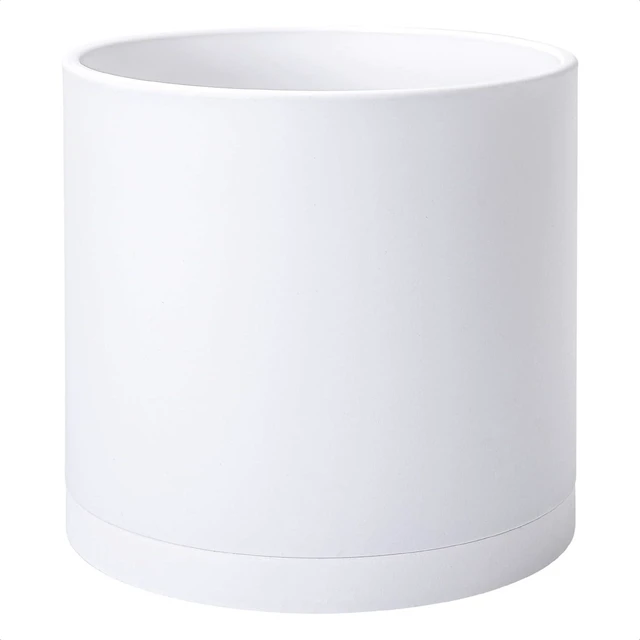 Main image of D'vine Dev Plastic Planter Pot with Saucer, 14 in, White, 74-X-A-4