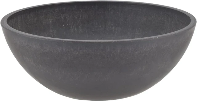Alt view image 2 of 4 - PSW Pot Collection M30DC 12-inch Plastic/Stone/Wood Composite Low Bowl Planter No Drainage Hole (Drillable), Shallow Indoor/Outer Pot for Succulents, Bonsai, Fairy Gardens, Herbs, Dark Charcoal