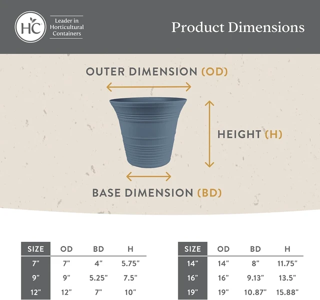 Alt view image 5 of 7 - The HC Companies Sedona Round Self-Watering Pot - Lightweight Self Care Planter - Plastic Planter for Herbs & More - Durable Plant Pots for Indoor & Outdoor Plants (12" Cottage Stone, Pack of 1)