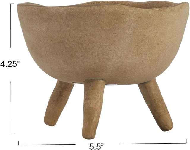 Alt view image 3 of 7 - Creative Co-Op Boho Terracotta Footed Planter with Organic Edge, Matte Taupe