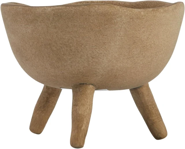 Alt view image 6 of 7 - Creative Co-Op Boho Terracotta Footed Planter with Organic Edge, Matte Taupe