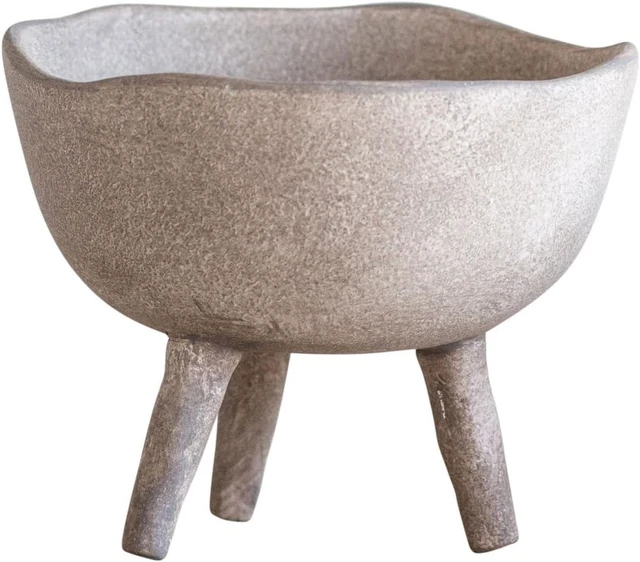 Alt view image 7 of 7 - Creative Co-Op Boho Terracotta Footed Planter with Organic Edge, Matte Taupe
