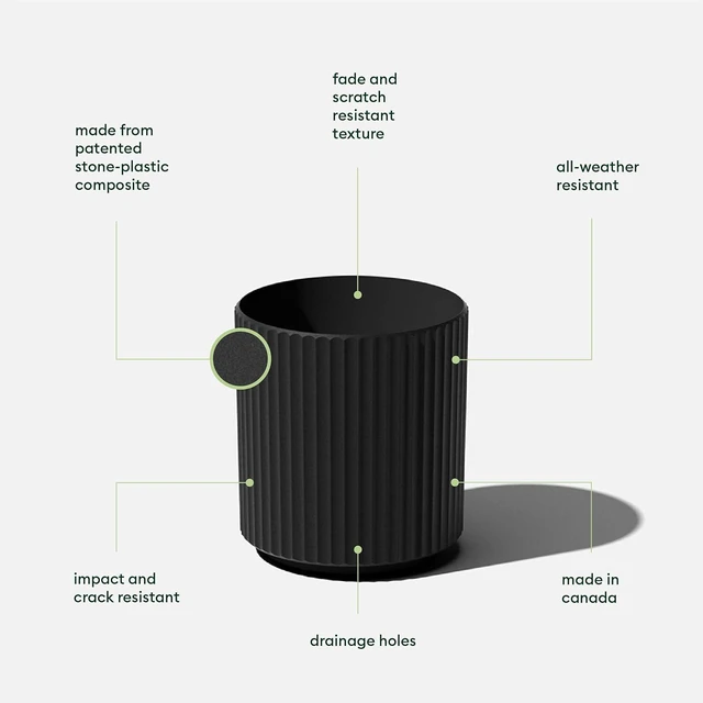 Alt view image 2 of 7 - Veradek Demi Series Round Planter for Porch, Patio, Backyard | Durable Plastic-Concrete Material | Modern Décor for Tall Plants, Flowers