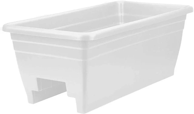 Main image of The HC Companies 24 Inch Deck Rail Box Planter Lightweight Outdoor Plastic Plant Pot for Herbs and Flowers, White