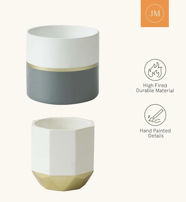 Alt view image 6 of 7 - LA Jolie Muse Ceramic Flower Pots, 6.7 & 5.4 Inch Indoor Plant Pot Set of 2