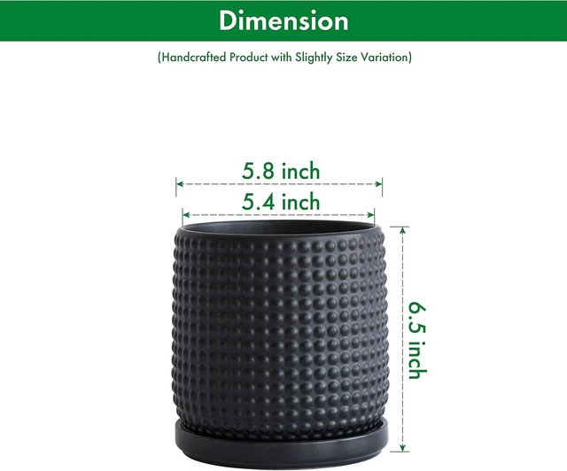 Alt view image 3 of 7 - D'vine Dev Beaded Ceramic Pot with Saucer, 6 in, Ebony Matte, 27-C-X-6