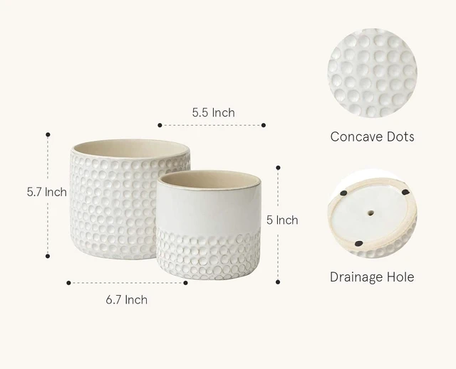 Alt view image 2 of 6 - LA JOLIE MUSE Ceramic Plant Pots, Flower Pots for Indoor Plants, Set of 2
