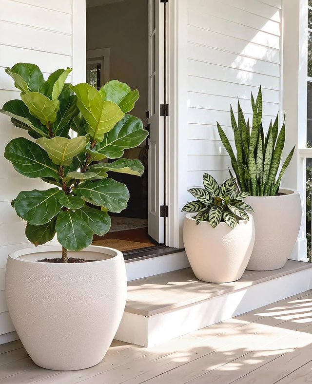 Alt view image 3 of 4 - 14.5/12/9.6 Inch Large Plastic Flower Pots with Drainage (3 Pcs)