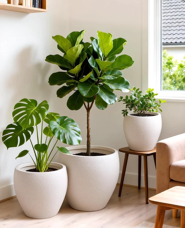 Alt view image 4 of 4 - 14.5/12/9.6 Inch Large Plastic Flower Pots with Drainage (3 Pcs)