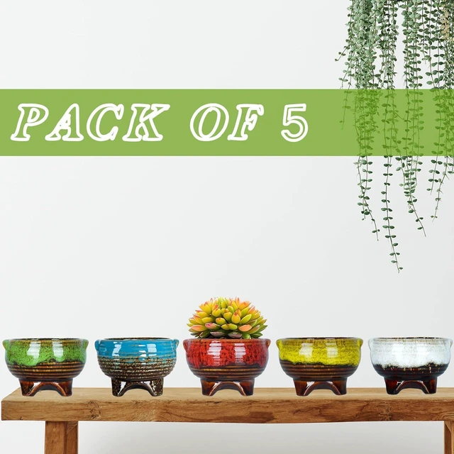 Alt view image 2 of 7 - Succulent Pots, 4 Inch Small Ceramic Pots for Indoor Plants