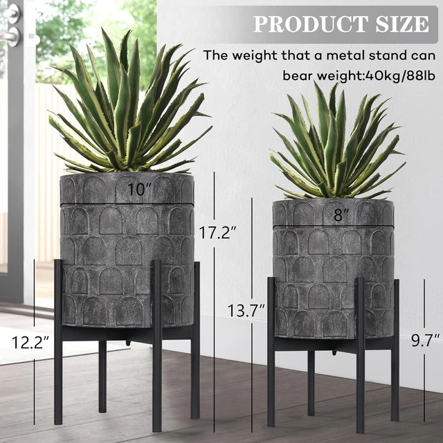 Alt view image 2 of 7 - Planters for Indoor Plants, Set of 2 Modern Planter with Stand