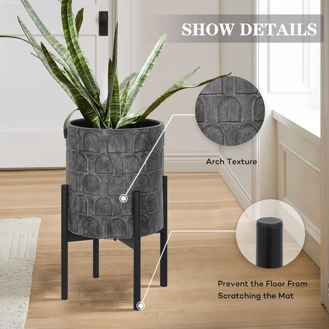 Alt view image 3 of 7 - Planters for Indoor Plants, Set of 2 Modern Planter with Stand