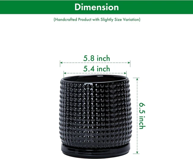 Alt view image 3 of 6 - D'vine Dev Beaded Ceramic Pot with Saucer, 6 in, Glossy Black, 27-C-X-2