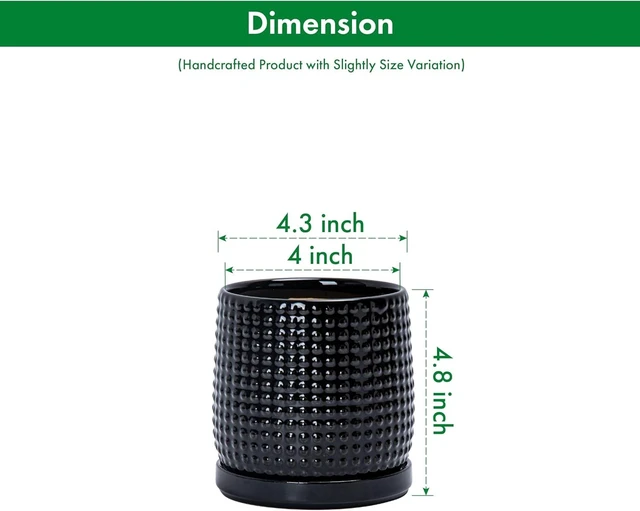 Alt view image 3 of 6 - D'vine Dev Beaded Ceramic Pot with Saucer, 4 in, Glossy Black, 27-C-Z-2