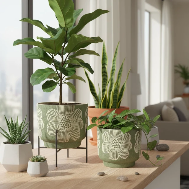Alt view image 7 of 7 - 6 Inch Ceramic Plant Pots with Drainage Holes for Indoor Plants