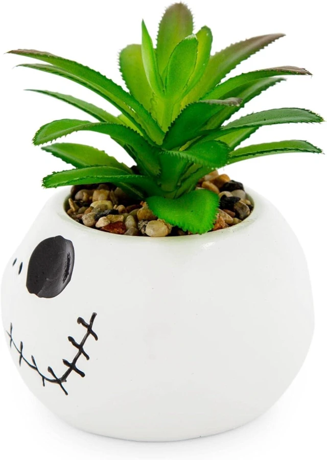 Alt view image 2 of 7 - Toynk Disney The Nightmare Before Christmas Jack Skellington 3-Inch Ceramic Mini Planter with Artificial Succulent | Small Flower Pot, Faux Indoor Plants for Desk Shelf, Home Decor Trinket Tray