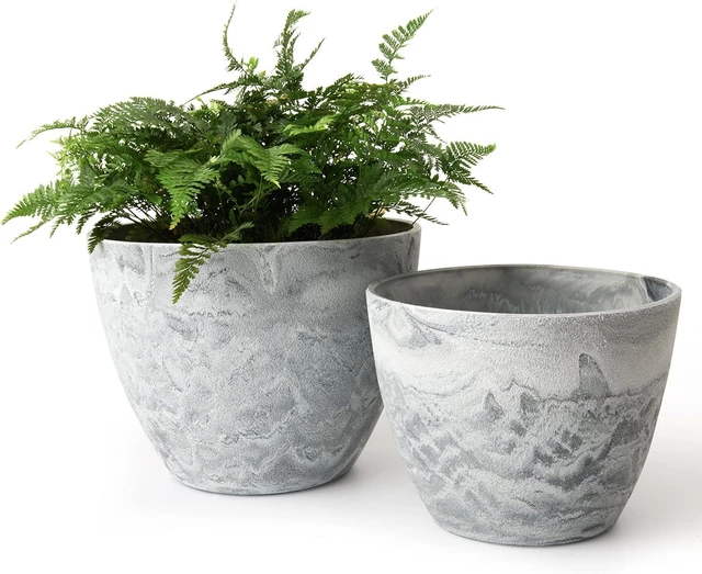 Main image of LA JOLIE MUSE Planter Pots, Indoor Outdoor Flower Pot, 8.6+7.5 Inch 2 Pack