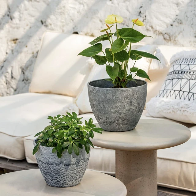 Alt view image 2 of 7 - LA JOLIE MUSE Planter Pots, Indoor Outdoor Flower Pot, 8.6+7.5 Inch 2 Pack