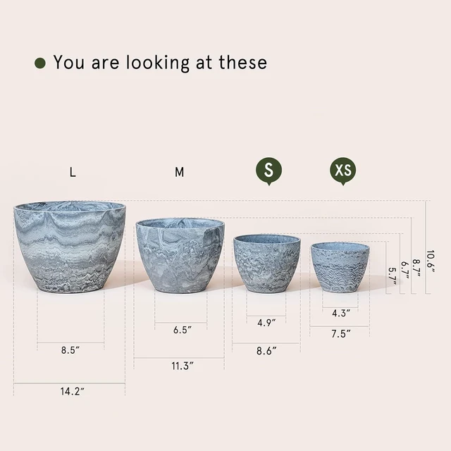 Alt view image 7 of 7 - LA JOLIE MUSE Planter Pots, Indoor Outdoor Flower Pot, 8.6+7.5 Inch 2 Pack