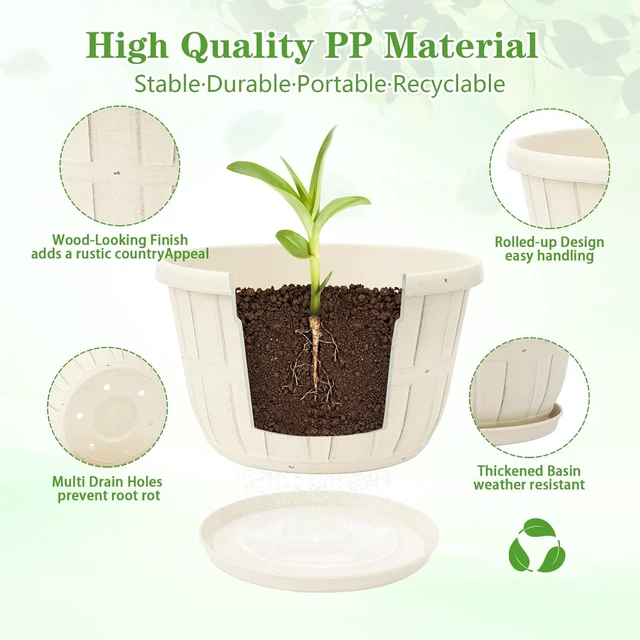 Alt view image 2 of 6 - 12 Inch 4 Pack Large Planters Pot for Plants Indoor Outdoor